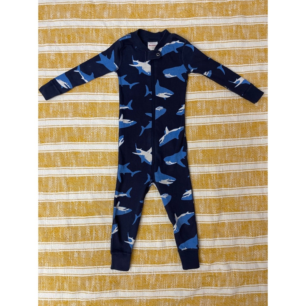 Hanna Andersson Shark Print Organic Cotton Pajamas Blue Navy 2T Sleepwear